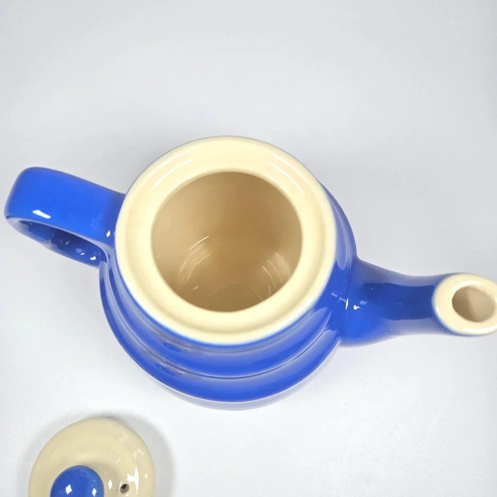 Vintage Oxford Stoneware USA Teapot with Lid Mid-Century MCM Vibrant Blue  USA‎